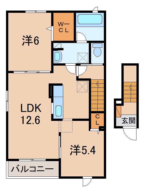 アイーラ みなみ H-1(2LDK/2階)の間取り写真