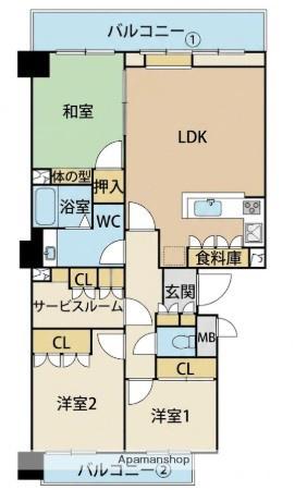 ピア高宮N棟(3SLDK/3階)の間取り写真