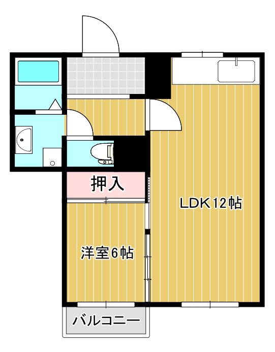 城野駅前ビル(1LDK/6階)の間取り写真