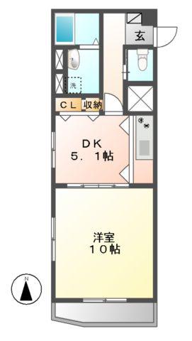 ノールルミエール黒川(1DK/5階)の間取り写真