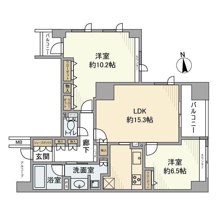 東新宿レジデンシャルタワー(2LDK/11階)の間取り写真