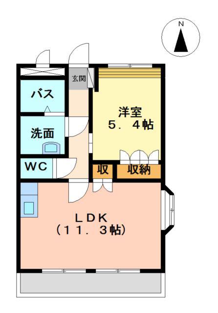 エリシオン(1LDK/2階)の間取り写真