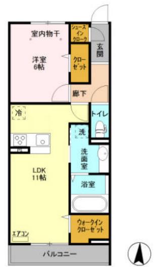 ベルウッド(1LDK/3階)の間取り写真