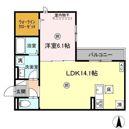 DWELL石垣東(1LDK/1階)の間取り写真