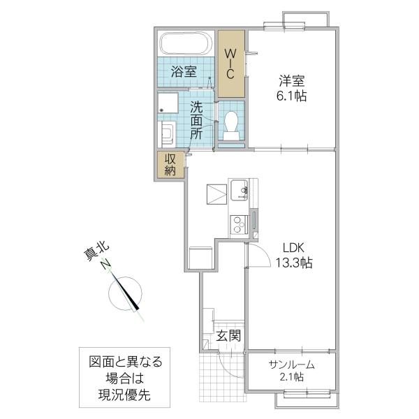 ポルトI(1LDK/1階)の間取り写真