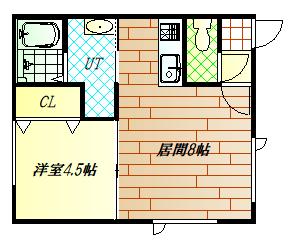 LODGE(1LDK/2階)の間取り写真