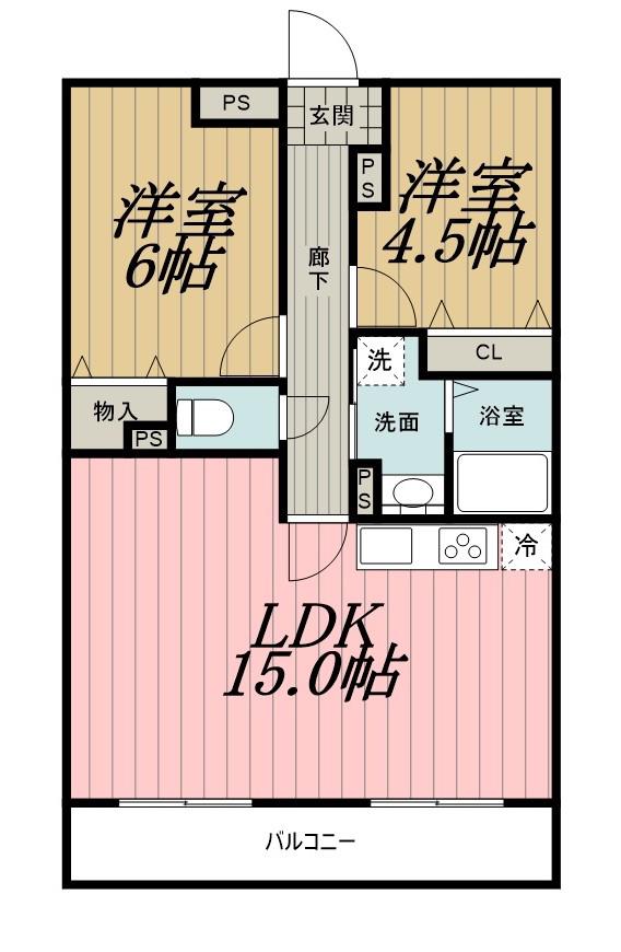 フローラ千葉中央(2LDK/1階)の間取り写真