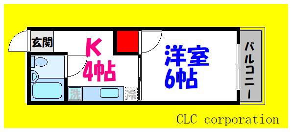 グランドール川秋(1K/2階)の間取り写真