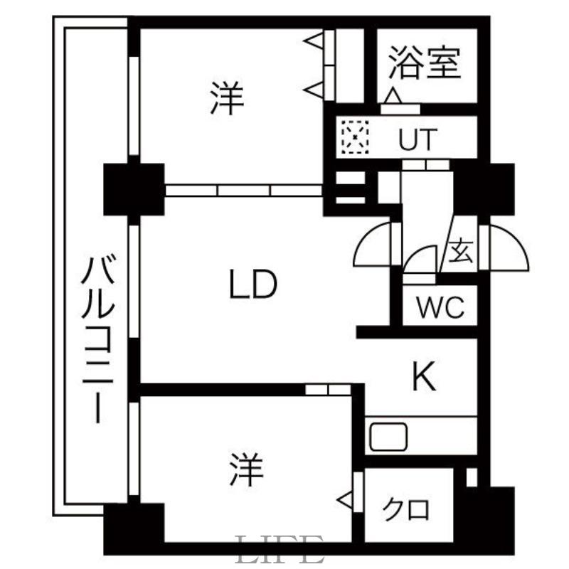 グレイスコート円山北(2LDK/8階)の間取り写真