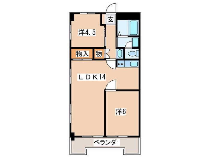 美しが丘アーバン(2LDK/3階)の間取り写真