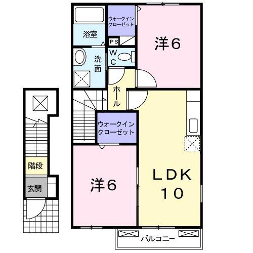 GREENVILLAA(2LDK/2階)の間取り写真
