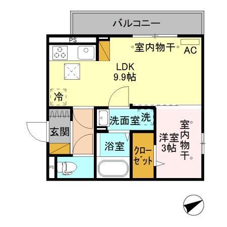 サイラル(1LDK/2階)の間取り写真