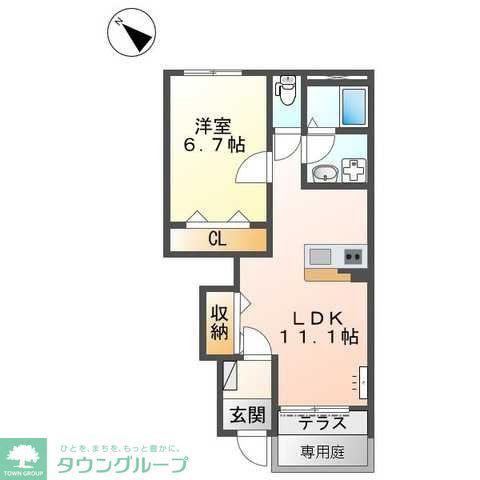 ルミナス ヴィレッジII(1LDK/1階)の間取り写真