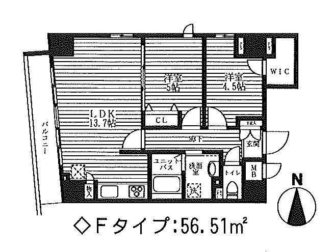 シャローム南小岩(2LDK/6階)の間取り写真
