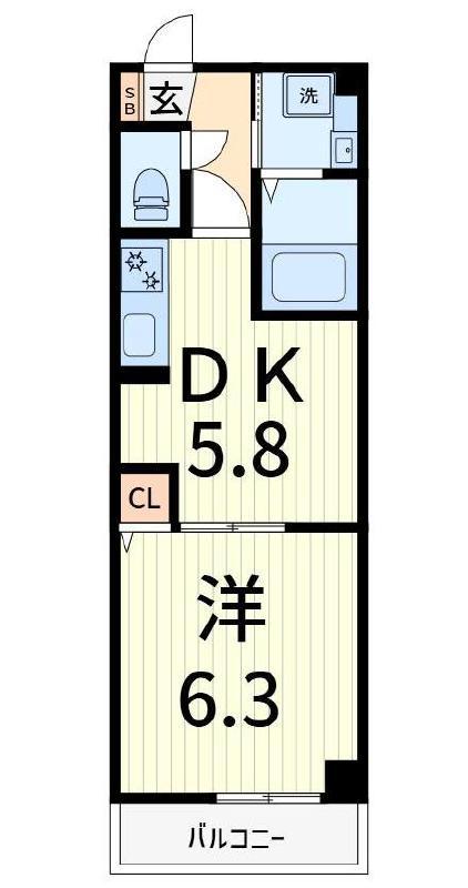 ルリアン北小岩III(1DK/1階)の間取り写真