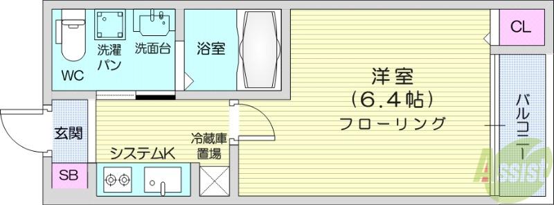 PRENDRE小田原(1K/1階)の間取り写真