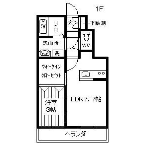 ヴァン・クレール(1LDK/1階)の間取り写真