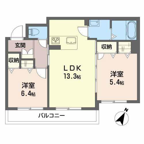 ベレオ万代(2LDK/2階)の間取り写真