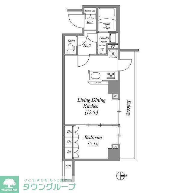GENOVIA本所吾妻橋SKYGARDEN(1LDK/4階)の間取り写真