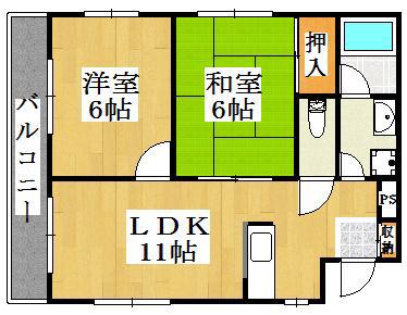 メゾン錦(2LDK/4階)の間取り写真