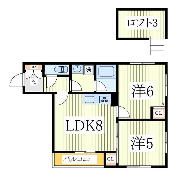 KASHIWA PLACE(2DK/3階)の間取り写真