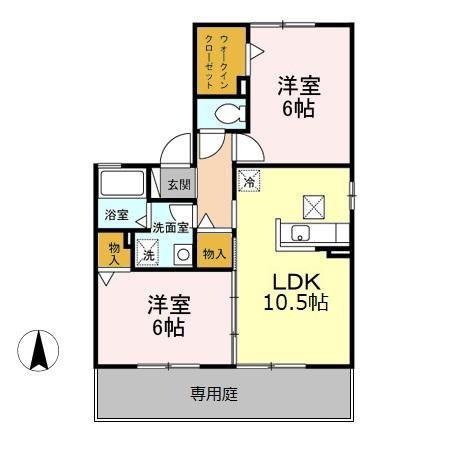 メゾン・ヴェール Y・T(2LDK/1階)の間取り写真