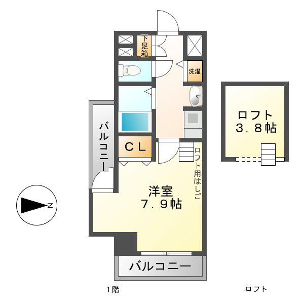 プレサンス名古屋駅前アクシス(1K/2階)の間取り写真