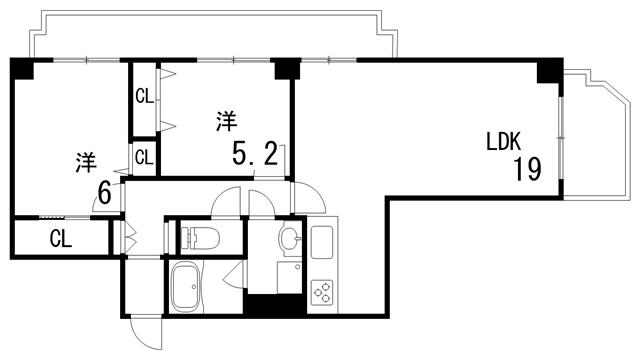 芦屋楠町パインクレスト(2LDK/1階)の間取り写真