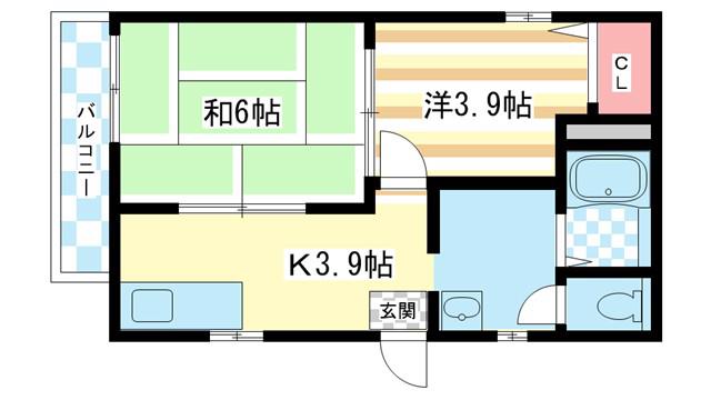 ホームズ飛鳥(2DK/2階)の間取り写真