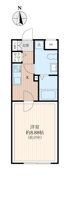 ラシクラス新宿中井(1K/2階)の間取り写真