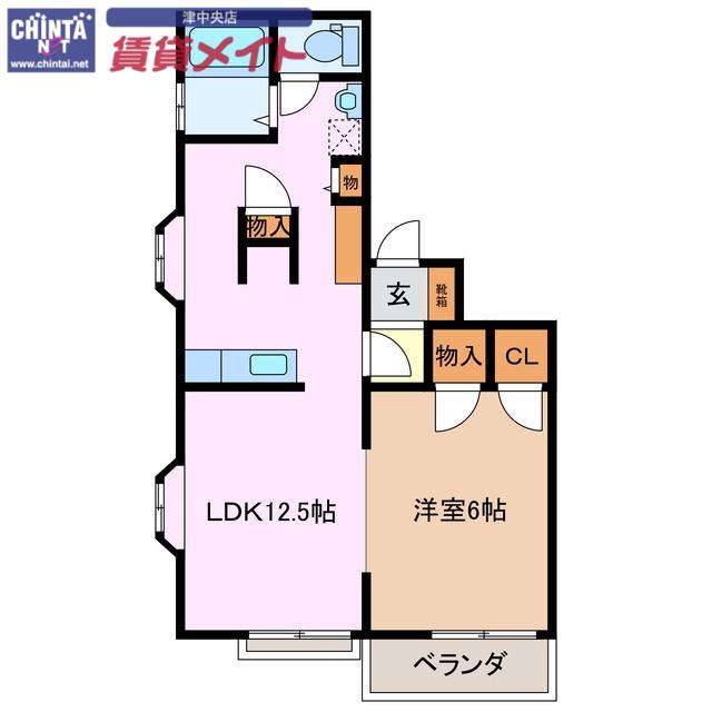 リッツハウス垂水(1LDK/2階)の間取り写真