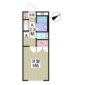 エスポワール小林(1K/1階)の間取り写真
