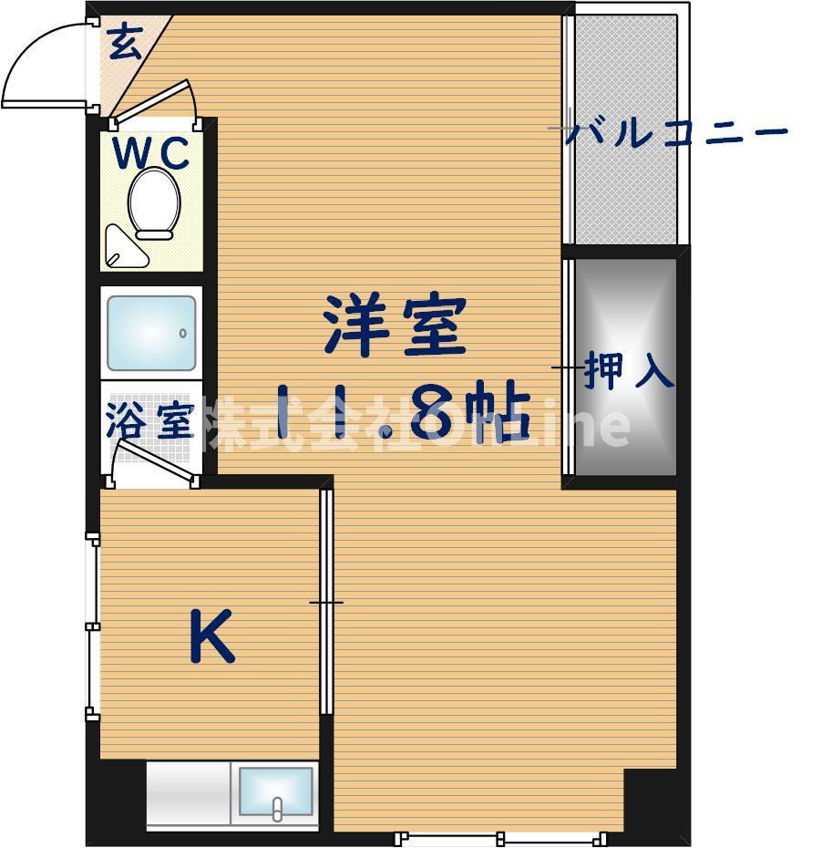 久宝寺コーポラスA(1K/3階)の間取り写真