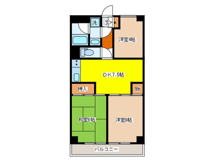 サンビュー北田園(3DK/2階)の間取り写真