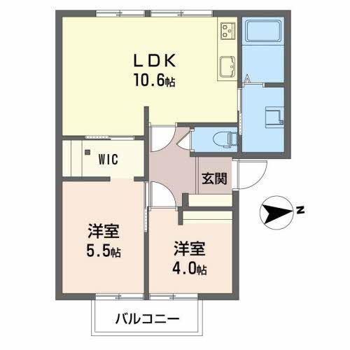 アメニティフォレストC棟(2LDK/2階)の間取り写真