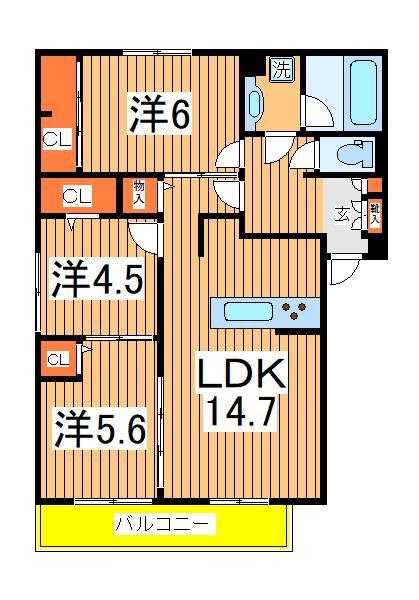 ルーチェ・フォレ(3LDK/2階)の間取り写真