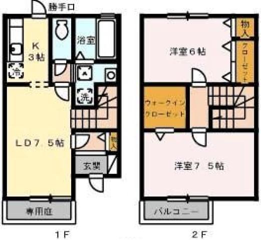 フローラルヒルズ(2LDK/1階)の間取り写真