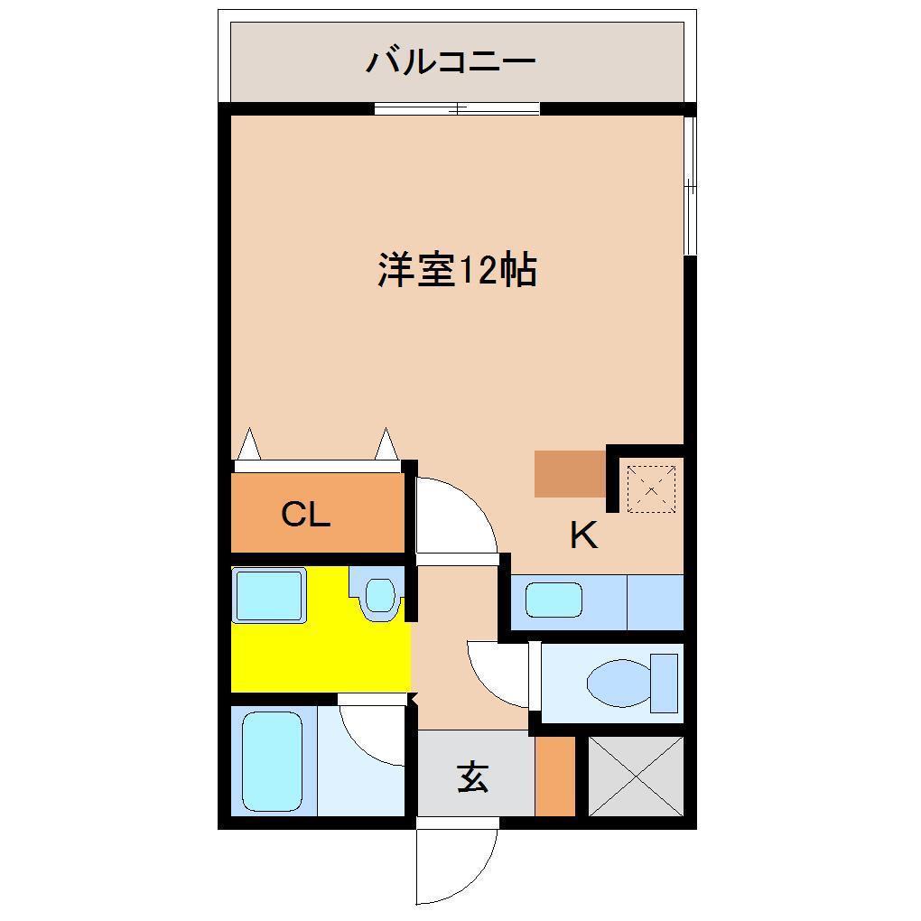 QRESTA(ワンルーム/2階)の間取り写真