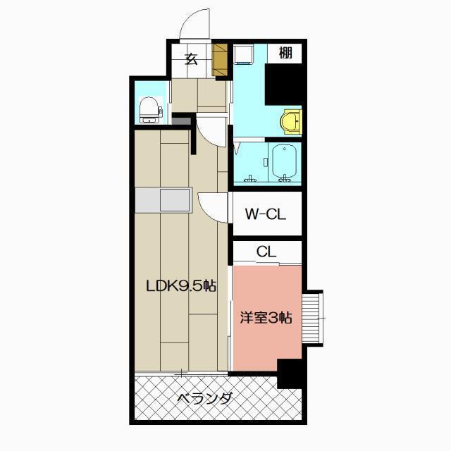 CITYCOURT折尾(1LDK/6階)の間取り写真