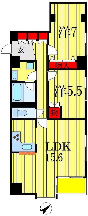 シルバラード(2LDK/6階)の間取り写真