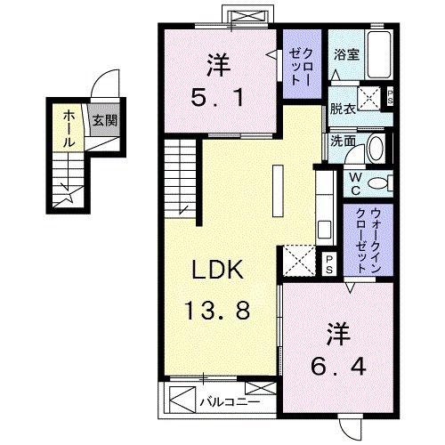 エレヴァート城南(2LDK/4階)の間取り写真