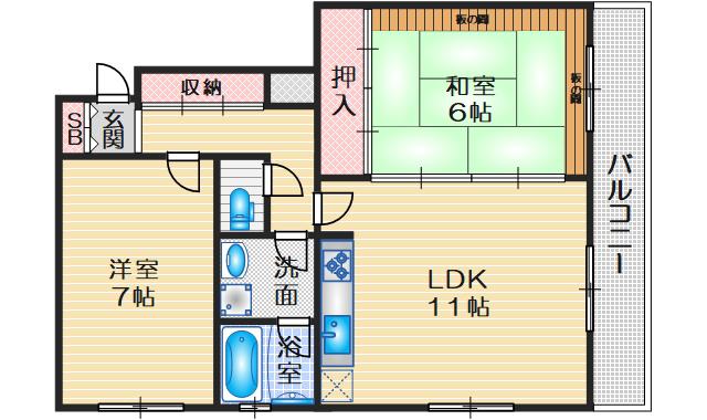Tコート佳園(2LDK/3階)の間取り写真