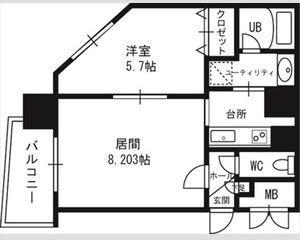 フォレスト円山(1LDK/4階)の間取り写真