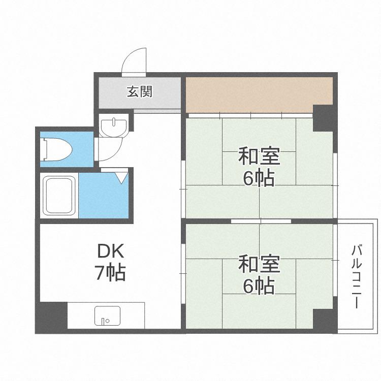菊川マンション(2DK/2階)の間取り写真