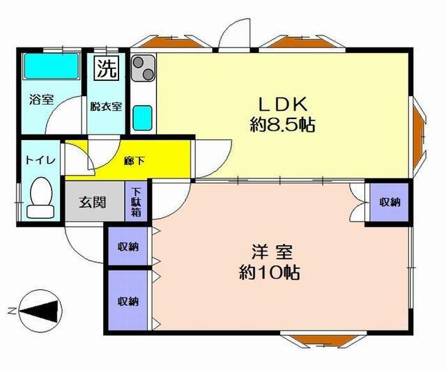 セレネ三原(1LDK/1階)の間取り写真
