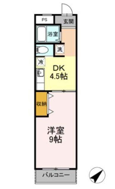 第一富来ハイツ(1DK/3階)の間取り写真