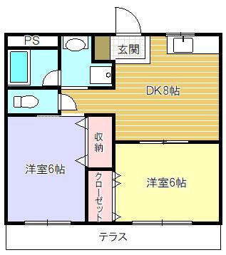 フィールドセントラル(2DK/1階)の間取り写真