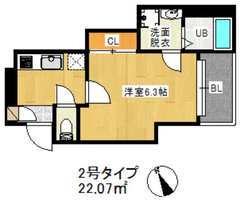 R-SMART CHOCOLAT(1K/1階)の間取り写真