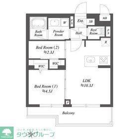 ブランシエスタ用賀(2LDK/1階)の間取り写真