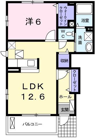 ローズミードS I棟(1LDK/1階)の間取り写真